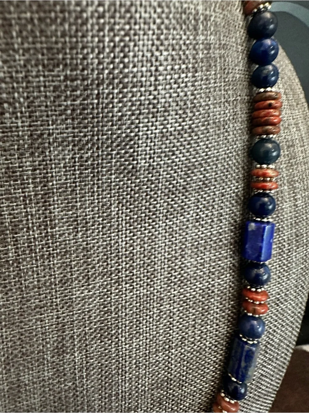 Handmade Lapis lazuli Bead  Unisex Necklace